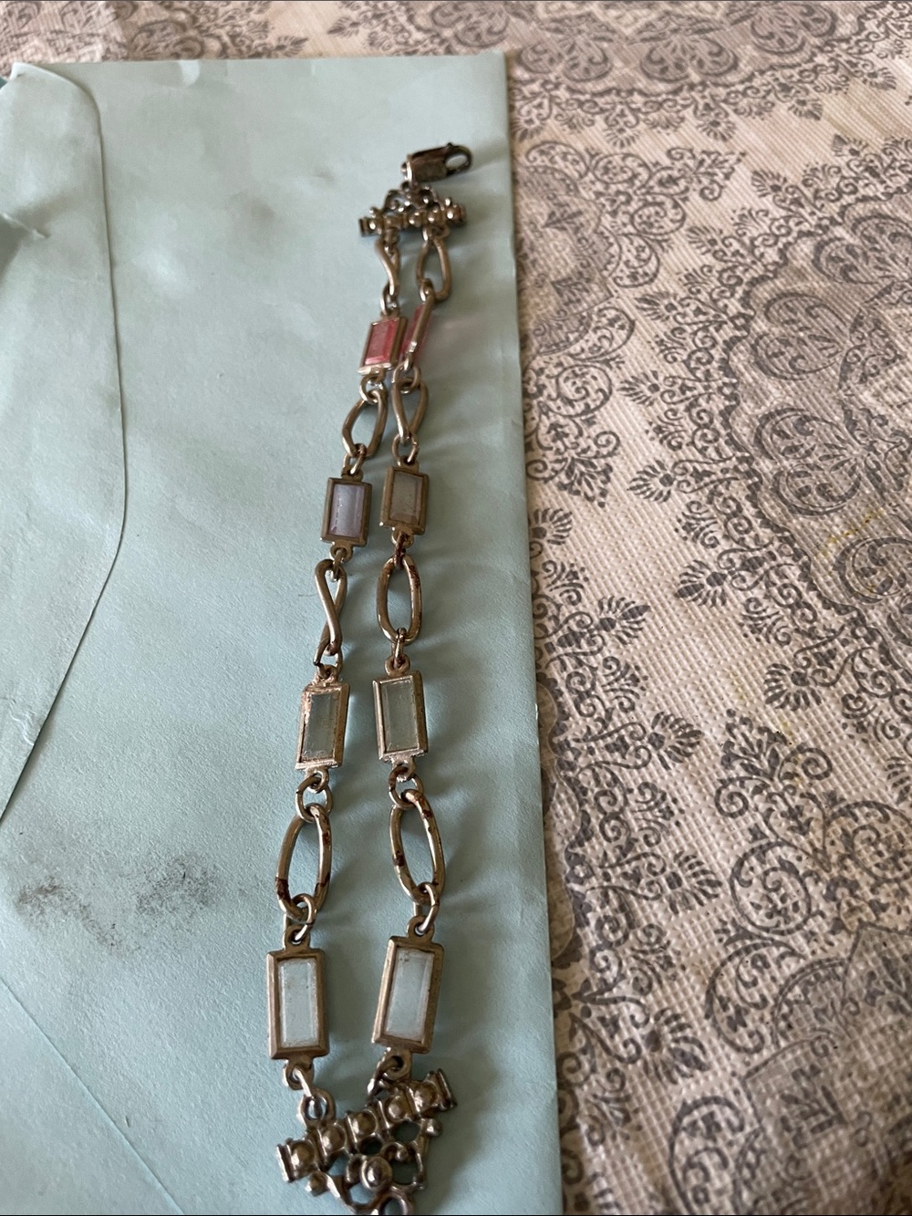Vintage silver. Bracelet with blue and pink stones 7 1/2 long